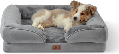 Orthopedic Dog Bed Medium with Removable Washable Cover, 28" Grey | Classic Dog Couch Sofa Waterproof, Cozy Bolster Sides, Nonslip Bottom, Comfy Pet Bed for Puppies, Cats, Senior Dogs, Dog Gift