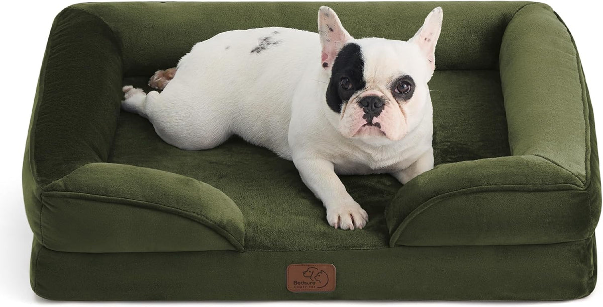 Orthopedic Dog Bed Medium with Removable Washable Cover, 28" Grey | Classic Dog Couch Sofa Waterproof, Cozy Bolster Sides, Nonslip Bottom, Comfy Pet Bed for Puppies, Cats, Senior Dogs, Dog Gift