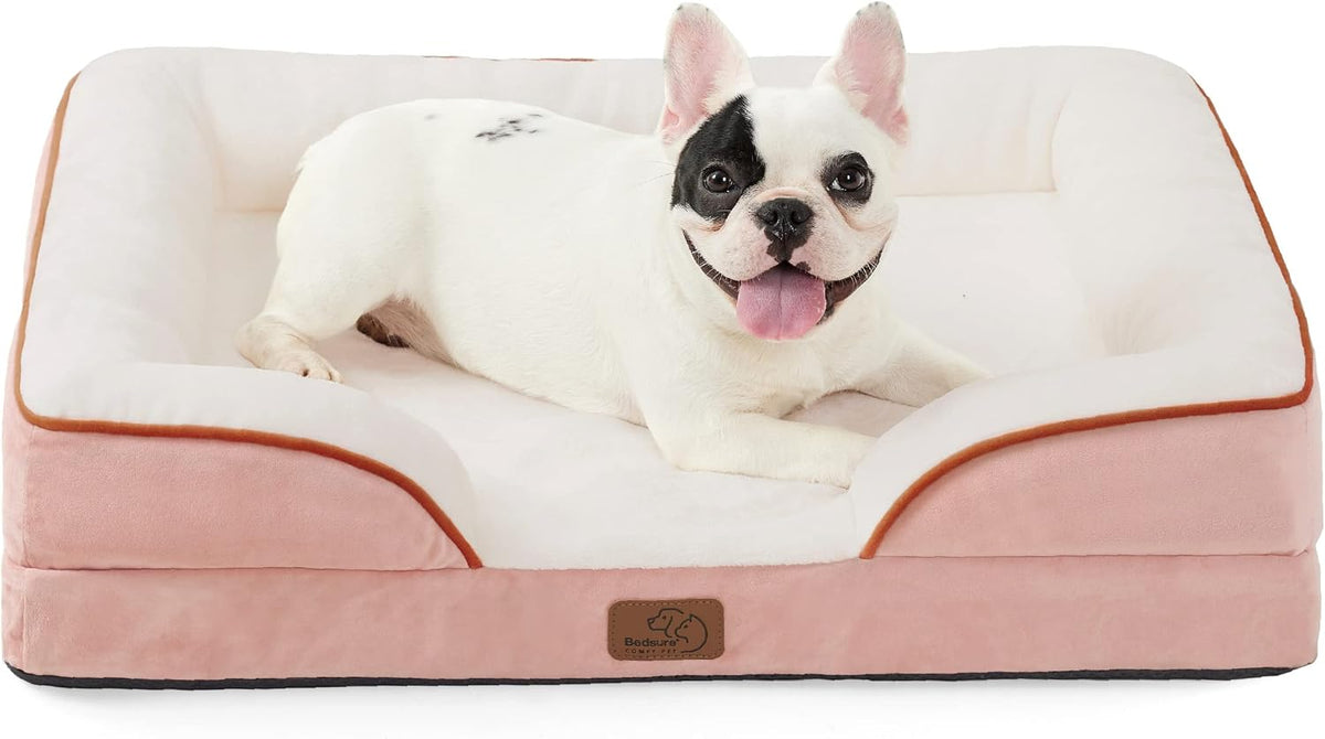 Orthopedic Dog Bed Medium with Removable Washable Cover, 28" Grey | Classic Dog Couch Sofa Waterproof, Cozy Bolster Sides, Nonslip Bottom, Comfy Pet Bed for Puppies, Cats, Senior Dogs, Dog Gift