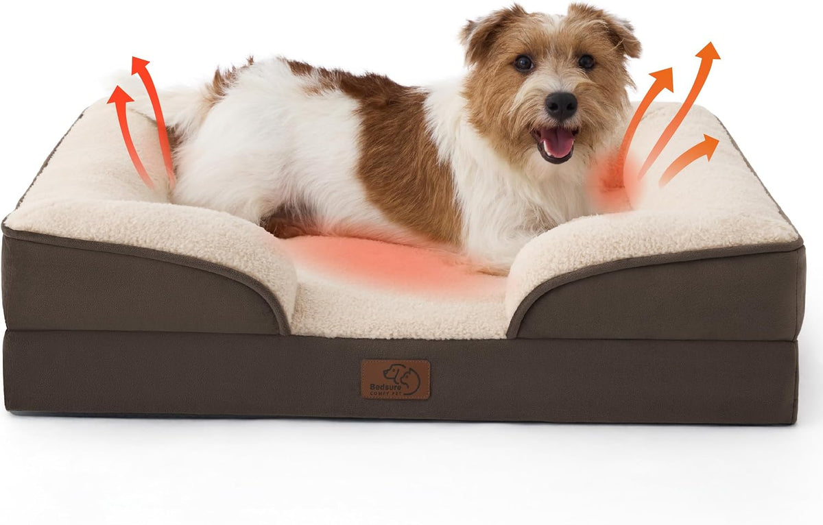 Orthopedic Dog Bed Medium with Removable Washable Cover, 28" Grey | Classic Dog Couch Sofa Waterproof, Cozy Bolster Sides, Nonslip Bottom, Comfy Pet Bed for Puppies, Cats, Senior Dogs, Dog Gift