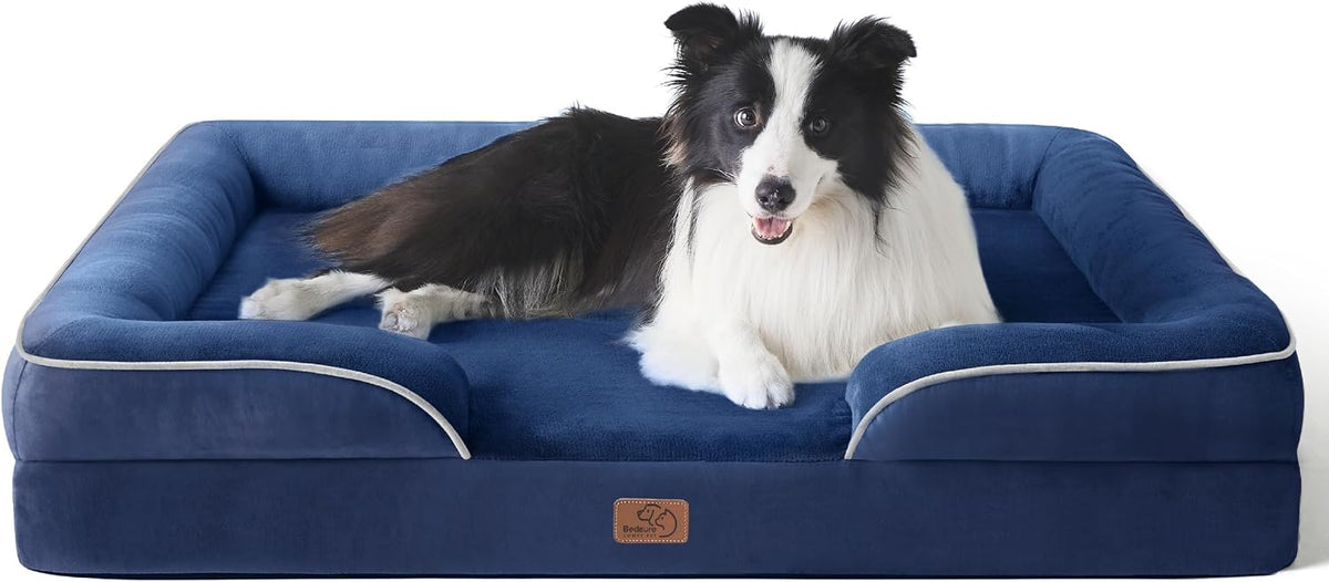 Orthopedic Dog Bed Medium with Removable Washable Cover, 28" Grey | Classic Dog Couch Sofa Waterproof, Cozy Bolster Sides, Nonslip Bottom, Comfy Pet Bed for Puppies, Cats, Senior Dogs, Dog Gift
