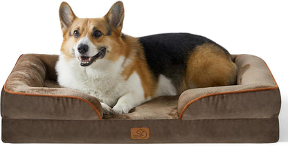 Orthopedic Dog Bed Medium with Removable Washable Cover, 28" Grey | Classic Dog Couch Sofa Waterproof, Cozy Bolster Sides, Nonslip Bottom, Comfy Pet Bed for Puppies, Cats, Senior Dogs, Dog Gift