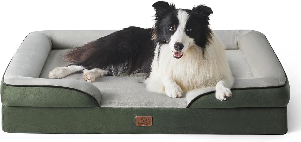 Orthopedic Dog Bed Medium with Removable Washable Cover, 28" Grey | Classic Dog Couch Sofa Waterproof, Cozy Bolster Sides, Nonslip Bottom, Comfy Pet Bed for Puppies, Cats, Senior Dogs, Dog Gift
