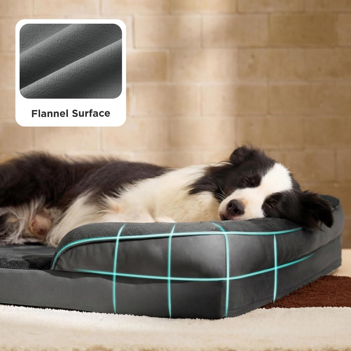 Orthopedic Dog Bed Medium with Removable Washable Cover, 28" Grey | Classic Dog Couch Sofa Waterproof, Cozy Bolster Sides, Nonslip Bottom, Comfy Pet Bed for Puppies, Cats, Senior Dogs, Dog Gift
