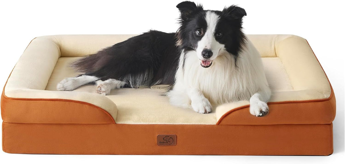 Orthopedic Dog Bed Medium with Removable Washable Cover, 28" Grey | Classic Dog Couch Sofa Waterproof, Cozy Bolster Sides, Nonslip Bottom, Comfy Pet Bed for Puppies, Cats, Senior Dogs, Dog Gift