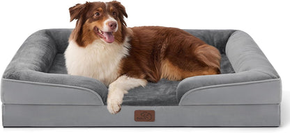 Orthopedic Dog Bed Medium with Removable Washable Cover, 28" Grey | Classic Dog Couch Sofa Waterproof, Cozy Bolster Sides, Nonslip Bottom, Comfy Pet Bed for Puppies, Cats, Senior Dogs, Dog Gift
