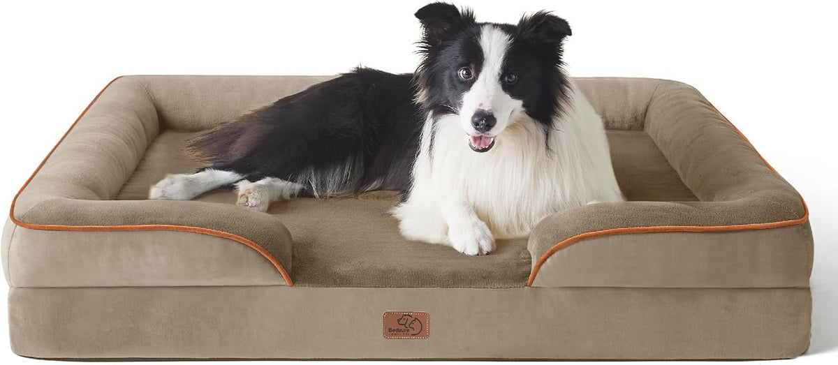 Orthopedic Dog Bed Medium with Removable Washable Cover, 28" Grey | Classic Dog Couch Sofa Waterproof, Cozy Bolster Sides, Nonslip Bottom, Comfy Pet Bed for Puppies, Cats, Senior Dogs, Dog Gift