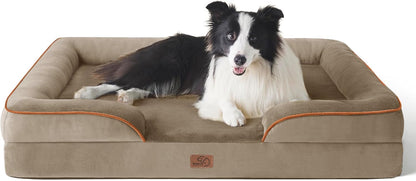 Orthopedic Dog Bed Medium with Removable Washable Cover, 28" Grey | Classic Dog Couch Sofa Waterproof, Cozy Bolster Sides, Nonslip Bottom, Comfy Pet Bed for Puppies, Cats, Senior Dogs, Dog Gift