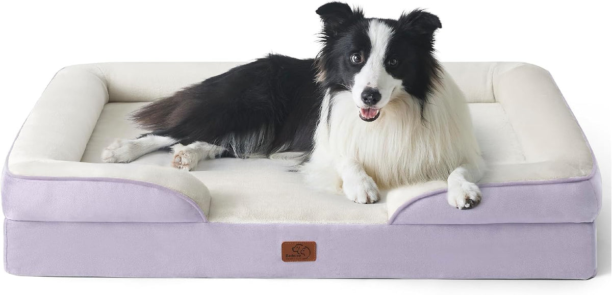Orthopedic Dog Bed Medium with Removable Washable Cover, 28" Grey | Classic Dog Couch Sofa Waterproof, Cozy Bolster Sides, Nonslip Bottom, Comfy Pet Bed for Puppies, Cats, Senior Dogs, Dog Gift
