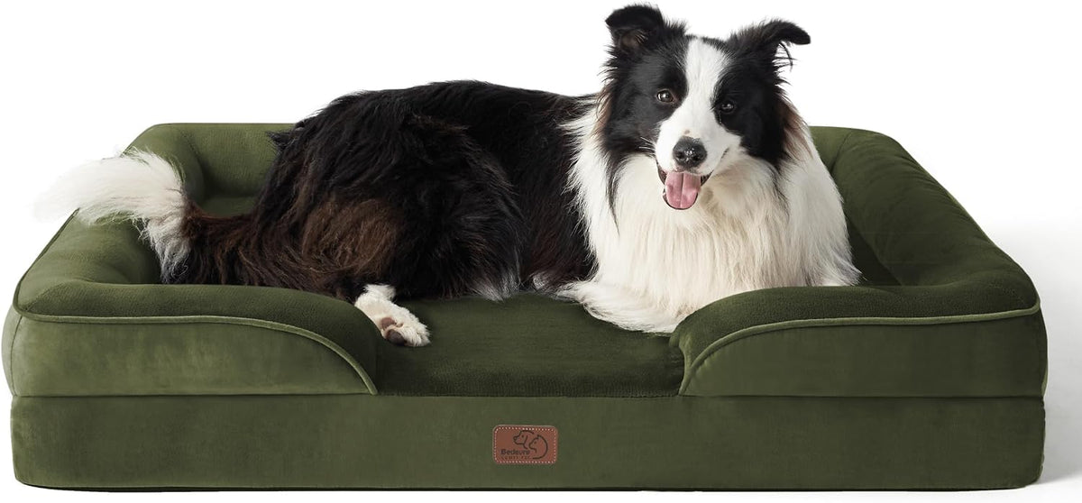 Orthopedic Dog Bed Medium with Removable Washable Cover, 28" Grey | Classic Dog Couch Sofa Waterproof, Cozy Bolster Sides, Nonslip Bottom, Comfy Pet Bed for Puppies, Cats, Senior Dogs, Dog Gift