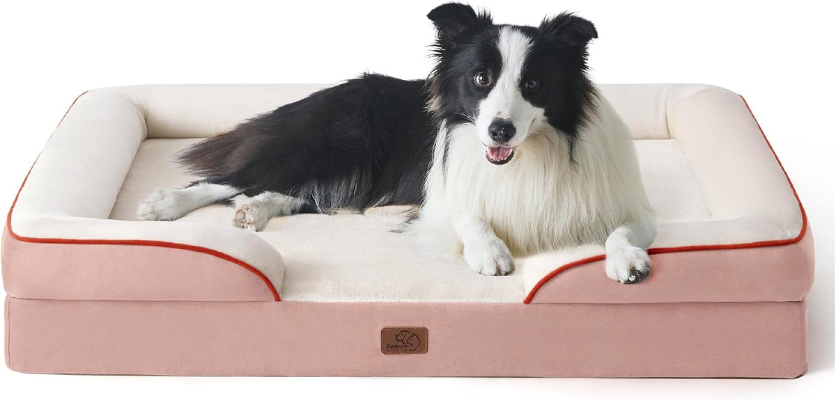 Orthopedic Dog Bed Medium with Removable Washable Cover, 28" Grey | Classic Dog Couch Sofa Waterproof, Cozy Bolster Sides, Nonslip Bottom, Comfy Pet Bed for Puppies, Cats, Senior Dogs, Dog Gift