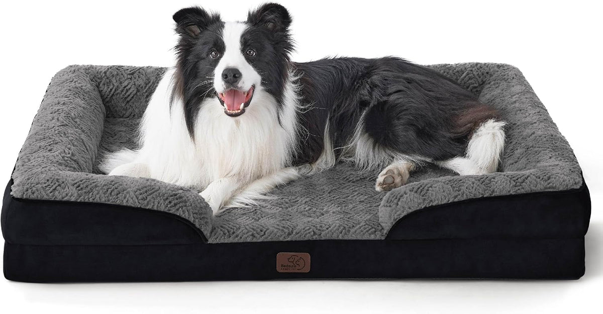 Orthopedic Dog Bed Medium with Removable Washable Cover, 28" Grey | Classic Dog Couch Sofa Waterproof, Cozy Bolster Sides, Nonslip Bottom, Comfy Pet Bed for Puppies, Cats, Senior Dogs, Dog Gift
