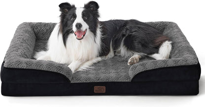 Orthopedic Dog Bed Medium with Removable Washable Cover, 28" Grey | Classic Dog Couch Sofa Waterproof, Cozy Bolster Sides, Nonslip Bottom, Comfy Pet Bed for Puppies, Cats, Senior Dogs, Dog Gift