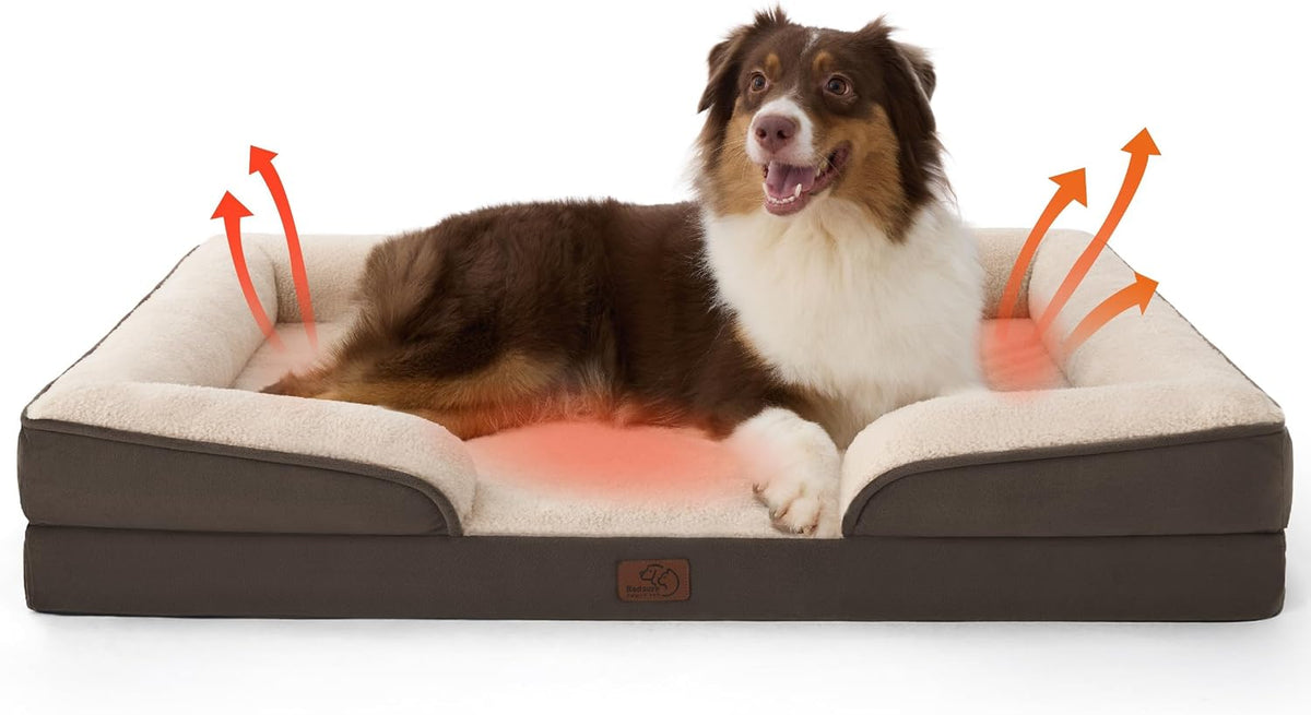 Orthopedic Dog Bed Medium with Removable Washable Cover, 28" Grey | Classic Dog Couch Sofa Waterproof, Cozy Bolster Sides, Nonslip Bottom, Comfy Pet Bed for Puppies, Cats, Senior Dogs, Dog Gift
