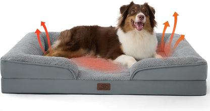 Orthopedic Dog Bed Medium with Removable Washable Cover, 28" Grey | Classic Dog Couch Sofa Waterproof, Cozy Bolster Sides, Nonslip Bottom, Comfy Pet Bed for Puppies, Cats, Senior Dogs, Dog Gift