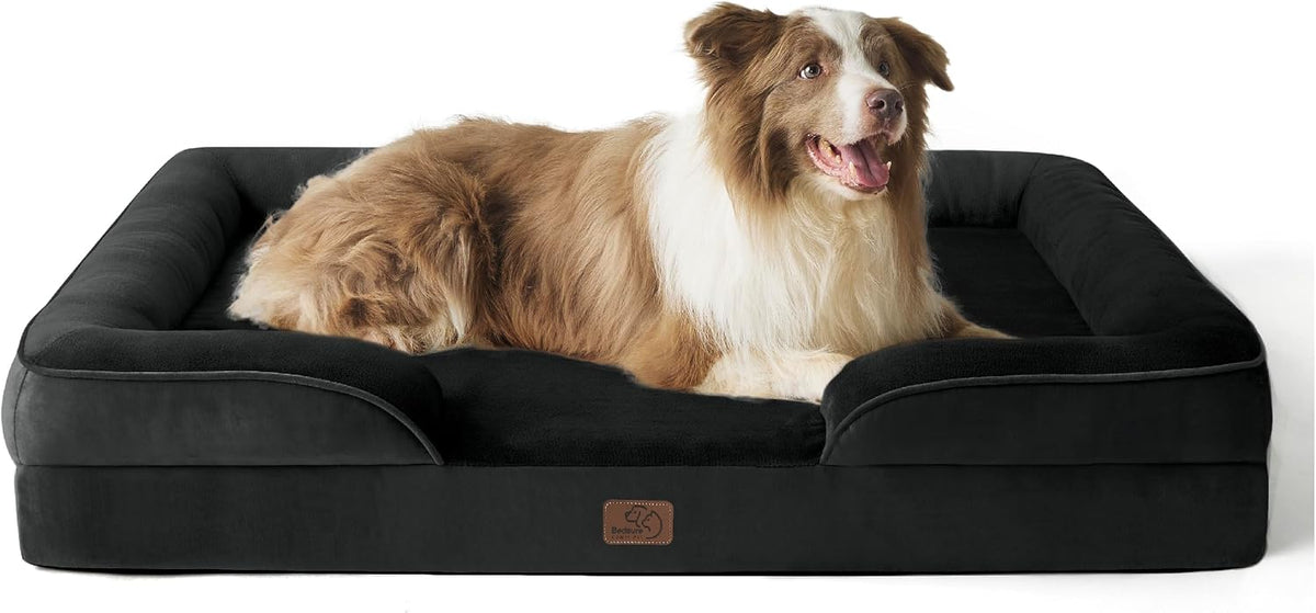 Orthopedic Dog Bed Medium with Removable Washable Cover, 28" Grey | Classic Dog Couch Sofa Waterproof, Cozy Bolster Sides, Nonslip Bottom, Comfy Pet Bed for Puppies, Cats, Senior Dogs, Dog Gift