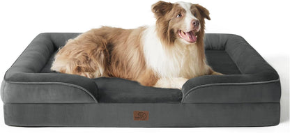 Orthopedic Dog Bed Medium with Removable Washable Cover, 28" Grey | Classic Dog Couch Sofa Waterproof, Cozy Bolster Sides, Nonslip Bottom, Comfy Pet Bed for Puppies, Cats, Senior Dogs, Dog Gift