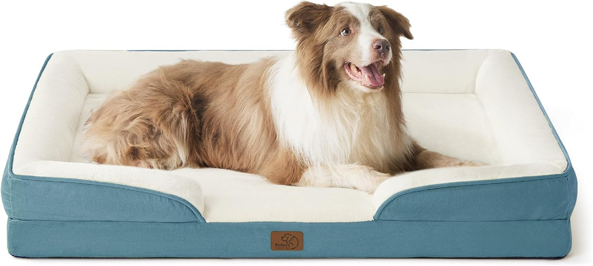 Orthopedic Dog Bed Medium with Removable Washable Cover, 28" Grey | Classic Dog Couch Sofa Waterproof, Cozy Bolster Sides, Nonslip Bottom, Comfy Pet Bed for Puppies, Cats, Senior Dogs, Dog Gift