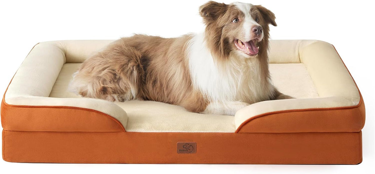 Orthopedic Dog Bed Medium with Removable Washable Cover, 28" Grey | Classic Dog Couch Sofa Waterproof, Cozy Bolster Sides, Nonslip Bottom, Comfy Pet Bed for Puppies, Cats, Senior Dogs, Dog Gift