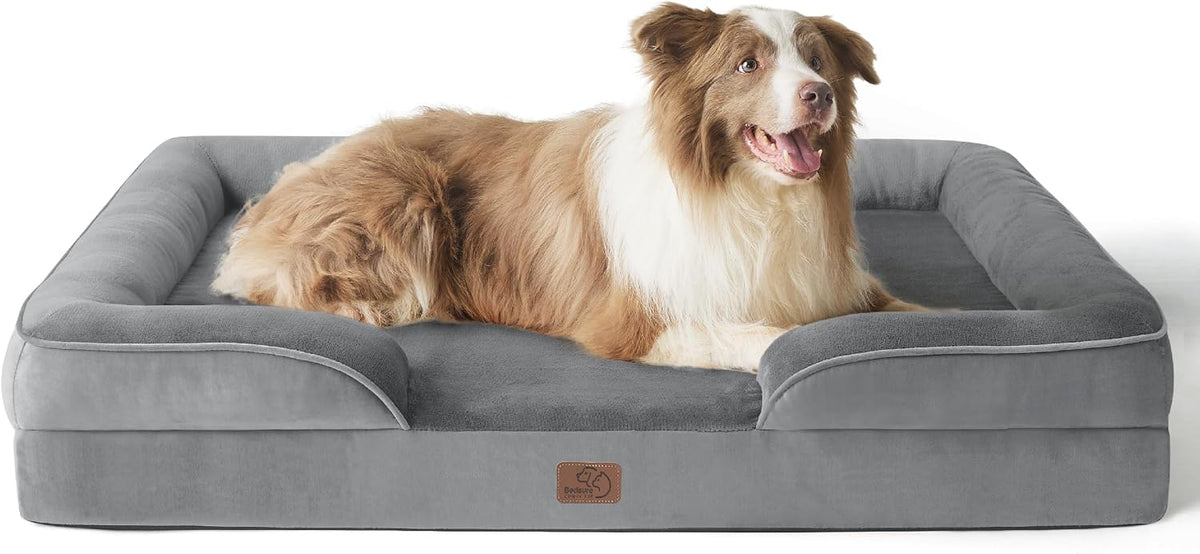 Orthopedic Dog Bed Medium with Removable Washable Cover, 28" Grey | Classic Dog Couch Sofa Waterproof, Cozy Bolster Sides, Nonslip Bottom, Comfy Pet Bed for Puppies, Cats, Senior Dogs, Dog Gift