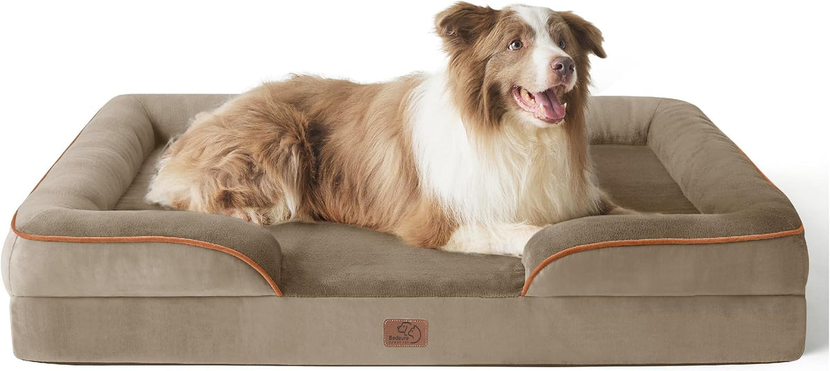 Orthopedic Dog Bed Medium with Removable Washable Cover, 28" Grey | Classic Dog Couch Sofa Waterproof, Cozy Bolster Sides, Nonslip Bottom, Comfy Pet Bed for Puppies, Cats, Senior Dogs, Dog Gift