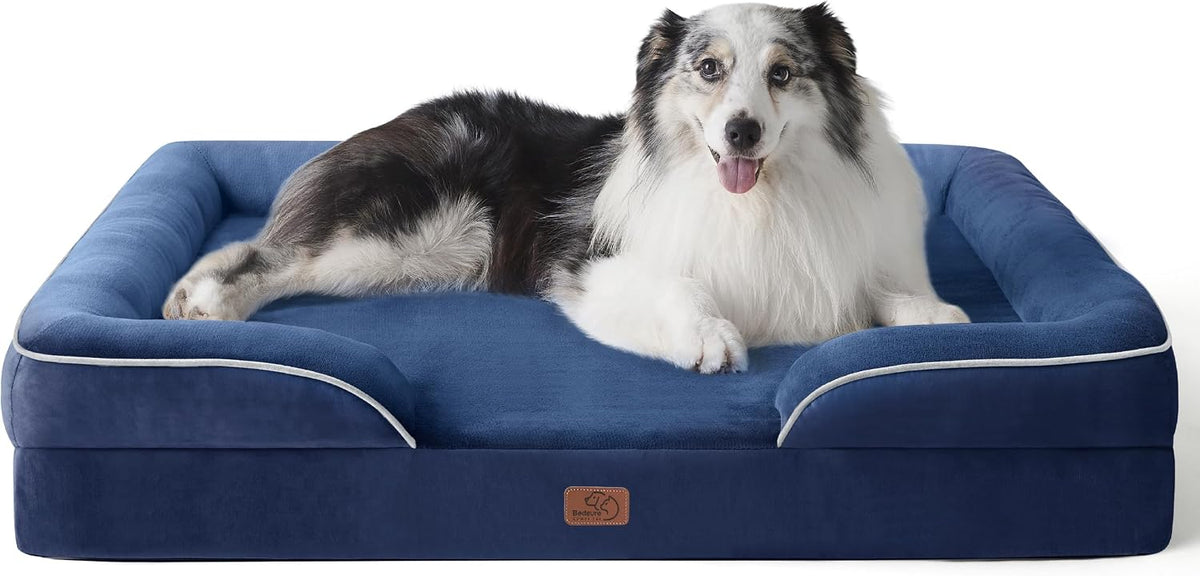 Orthopedic Dog Bed Medium with Removable Washable Cover, 28" Grey | Classic Dog Couch Sofa Waterproof, Cozy Bolster Sides, Nonslip Bottom, Comfy Pet Bed for Puppies, Cats, Senior Dogs, Dog Gift