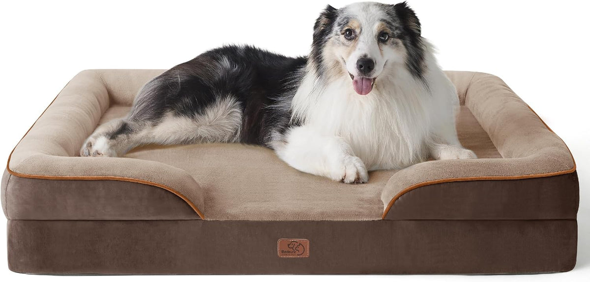 Orthopedic Dog Bed Medium with Removable Washable Cover, 28" Grey | Classic Dog Couch Sofa Waterproof, Cozy Bolster Sides, Nonslip Bottom, Comfy Pet Bed for Puppies, Cats, Senior Dogs, Dog Gift