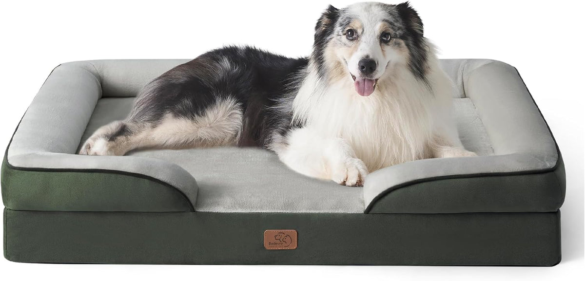 Orthopedic Dog Bed Medium with Removable Washable Cover, 28" Grey | Classic Dog Couch Sofa Waterproof, Cozy Bolster Sides, Nonslip Bottom, Comfy Pet Bed for Puppies, Cats, Senior Dogs, Dog Gift