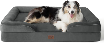 Orthopedic Dog Bed Medium with Removable Washable Cover, 28" Grey | Classic Dog Couch Sofa Waterproof, Cozy Bolster Sides, Nonslip Bottom, Comfy Pet Bed for Puppies, Cats, Senior Dogs, Dog Gift