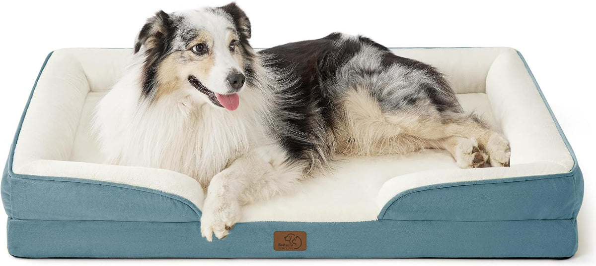 Orthopedic Dog Bed Medium with Removable Washable Cover, 28" Grey | Classic Dog Couch Sofa Waterproof, Cozy Bolster Sides, Nonslip Bottom, Comfy Pet Bed for Puppies, Cats, Senior Dogs, Dog Gift