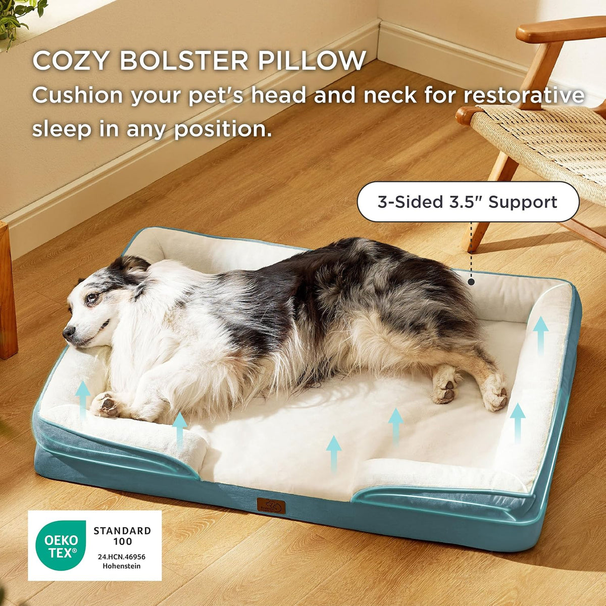Orthopedic Dog Bed Medium with Removable Washable Cover, 28" Grey | Classic Dog Couch Sofa Waterproof, Cozy Bolster Sides, Nonslip Bottom, Comfy Pet Bed for Puppies, Cats, Senior Dogs, Dog Gift