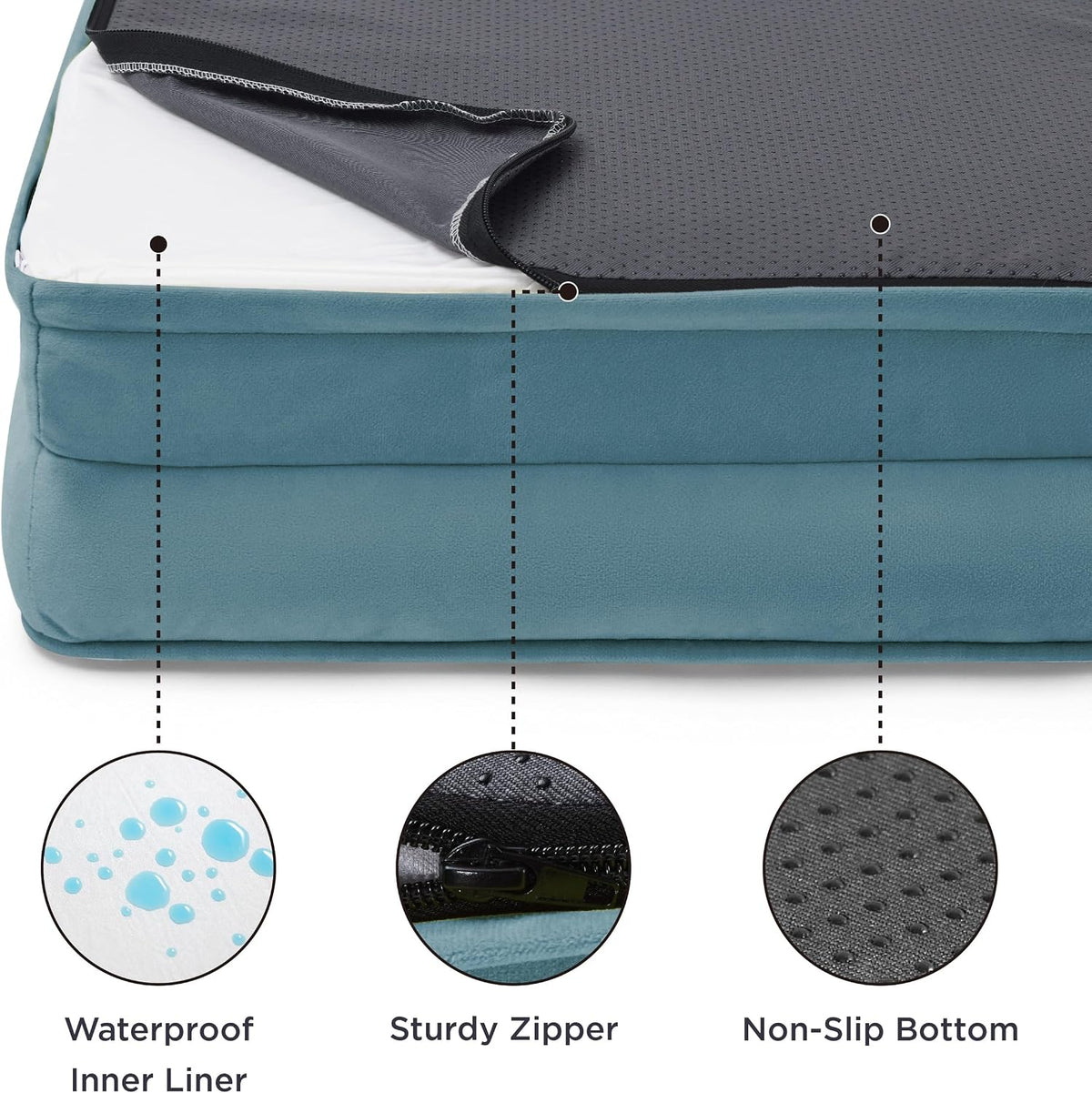 Orthopedic Dog Bed Medium with Removable Washable Cover, 28" Grey | Classic Dog Couch Sofa Waterproof, Cozy Bolster Sides, Nonslip Bottom, Comfy Pet Bed for Puppies, Cats, Senior Dogs, Dog Gift