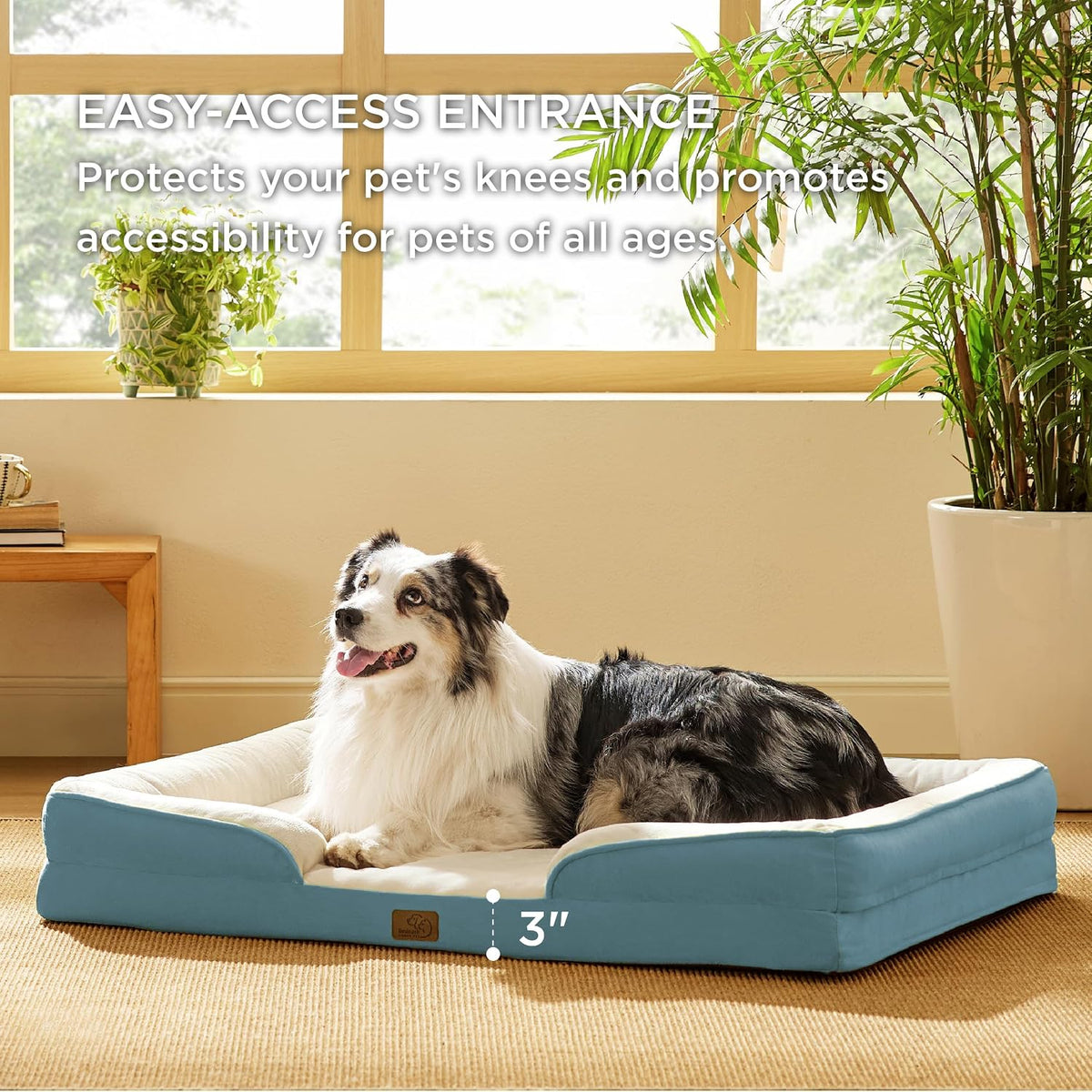 Orthopedic Dog Bed Medium with Removable Washable Cover, 28" Grey | Classic Dog Couch Sofa Waterproof, Cozy Bolster Sides, Nonslip Bottom, Comfy Pet Bed for Puppies, Cats, Senior Dogs, Dog Gift
