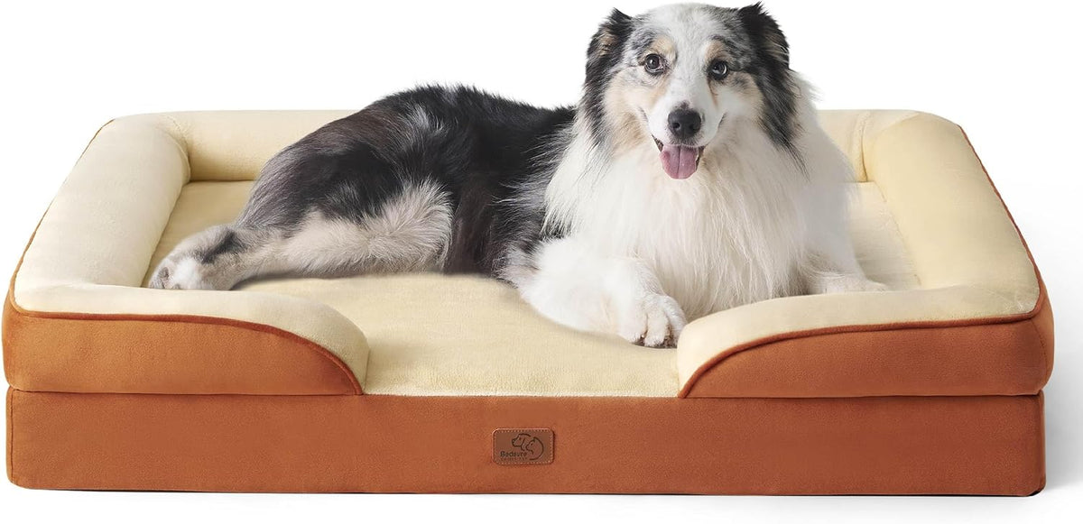 Orthopedic Dog Bed Medium with Removable Washable Cover, 28" Grey | Classic Dog Couch Sofa Waterproof, Cozy Bolster Sides, Nonslip Bottom, Comfy Pet Bed for Puppies, Cats, Senior Dogs, Dog Gift