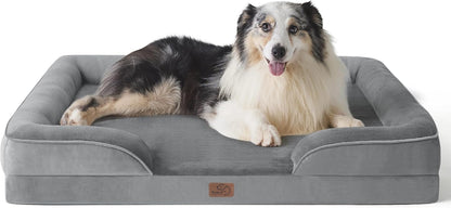 Orthopedic Dog Bed Medium with Removable Washable Cover, 28" Grey | Classic Dog Couch Sofa Waterproof, Cozy Bolster Sides, Nonslip Bottom, Comfy Pet Bed for Puppies, Cats, Senior Dogs, Dog Gift
