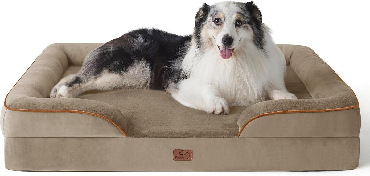Orthopedic Dog Bed Medium with Removable Washable Cover, 28" Grey | Classic Dog Couch Sofa Waterproof, Cozy Bolster Sides, Nonslip Bottom, Comfy Pet Bed for Puppies, Cats, Senior Dogs, Dog Gift