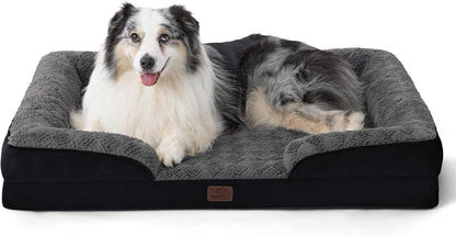 Orthopedic Dog Bed Medium with Removable Washable Cover, 28" Grey | Classic Dog Couch Sofa Waterproof, Cozy Bolster Sides, Nonslip Bottom, Comfy Pet Bed for Puppies, Cats, Senior Dogs, Dog Gift