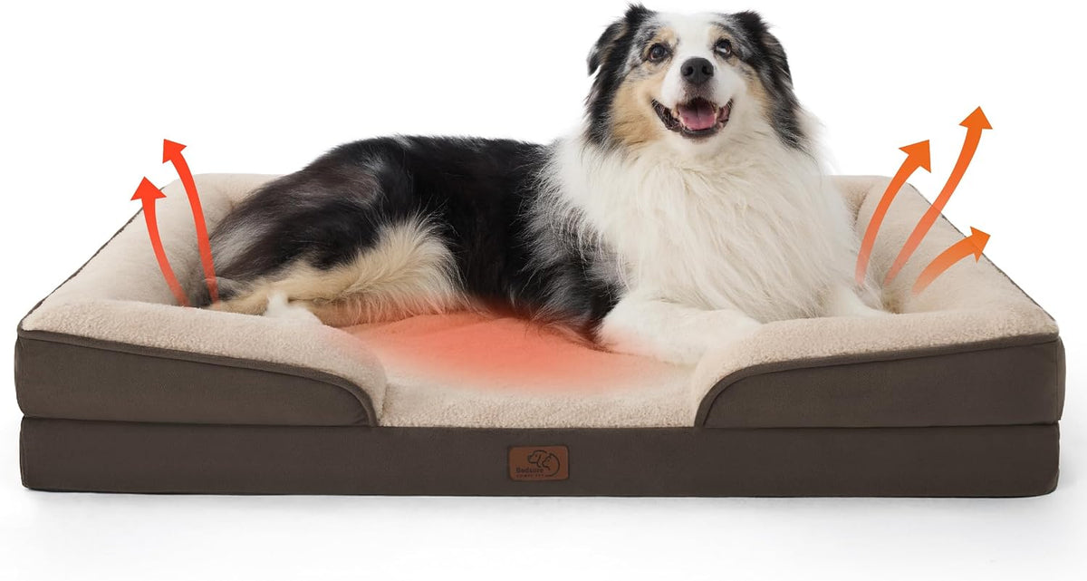 Orthopedic Dog Bed Medium with Removable Washable Cover, 28" Grey | Classic Dog Couch Sofa Waterproof, Cozy Bolster Sides, Nonslip Bottom, Comfy Pet Bed for Puppies, Cats, Senior Dogs, Dog Gift