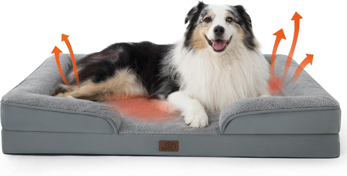 Orthopedic Dog Bed Medium with Removable Washable Cover, 28" Grey | Classic Dog Couch Sofa Waterproof, Cozy Bolster Sides, Nonslip Bottom, Comfy Pet Bed for Puppies, Cats, Senior Dogs, Dog Gift