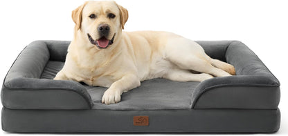 Orthopedic Dog Bed Medium with Removable Washable Cover, 28" Grey | Classic Dog Couch Sofa Waterproof, Cozy Bolster Sides, Nonslip Bottom, Comfy Pet Bed for Puppies, Cats, Senior Dogs, Dog Gift