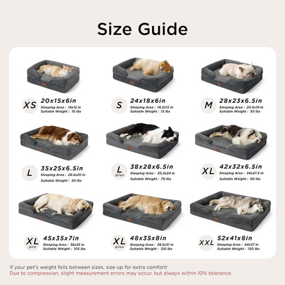 Orthopedic Dog Bed Medium with Removable Washable Cover, 28" Grey | Classic Dog Couch Sofa Waterproof, Cozy Bolster Sides, Nonslip Bottom, Comfy Pet Bed for Puppies, Cats, Senior Dogs, Dog Gift