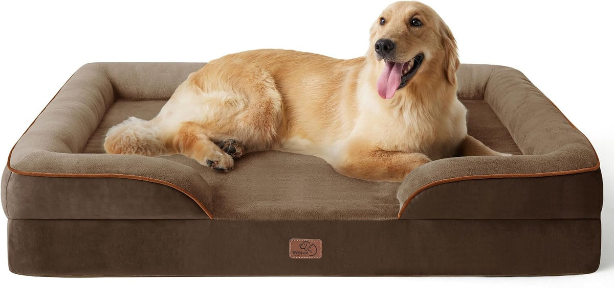 Orthopedic Dog Bed Medium with Removable Washable Cover, 28" Grey | Classic Dog Couch Sofa Waterproof, Cozy Bolster Sides, Nonslip Bottom, Comfy Pet Bed for Puppies, Cats, Senior Dogs, Dog Gift
