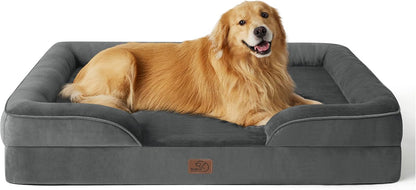 Orthopedic Dog Bed Medium with Removable Washable Cover, 28" Grey | Classic Dog Couch Sofa Waterproof, Cozy Bolster Sides, Nonslip Bottom, Comfy Pet Bed for Puppies, Cats, Senior Dogs, Dog Gift