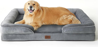 Orthopedic Dog Bed Medium with Removable Washable Cover, 28" Grey | Classic Dog Couch Sofa Waterproof, Cozy Bolster Sides, Nonslip Bottom, Comfy Pet Bed for Puppies, Cats, Senior Dogs, Dog Gift