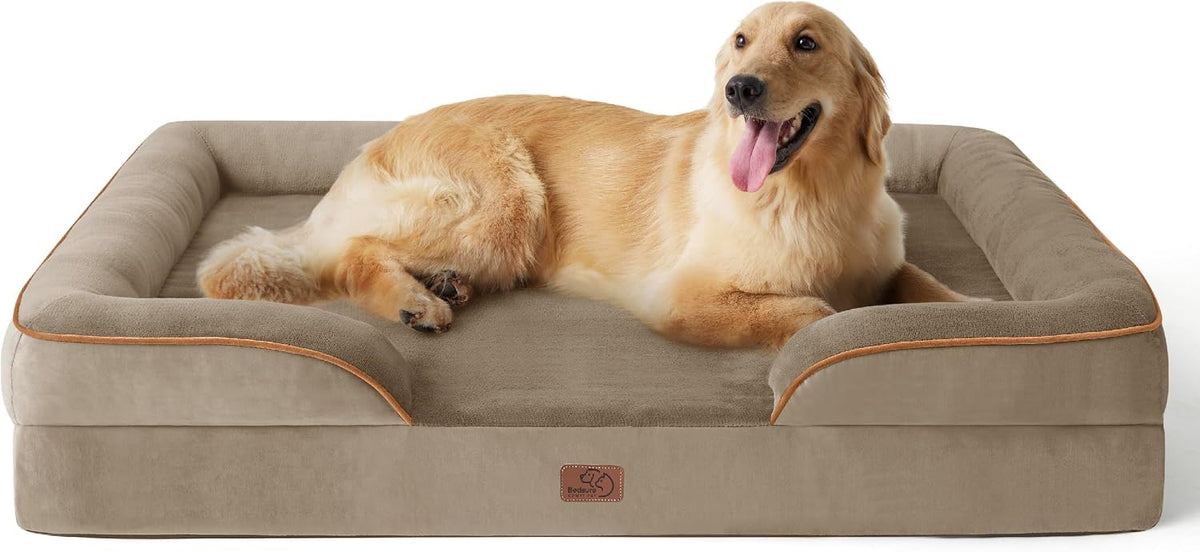 Orthopedic Dog Bed Medium with Removable Washable Cover, 28" Grey | Classic Dog Couch Sofa Waterproof, Cozy Bolster Sides, Nonslip Bottom, Comfy Pet Bed for Puppies, Cats, Senior Dogs, Dog Gift