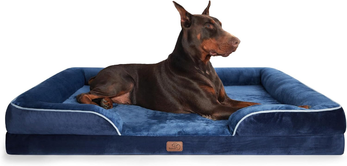 Orthopedic Dog Bed Medium with Removable Washable Cover, 28" Grey | Classic Dog Couch Sofa Waterproof, Cozy Bolster Sides, Nonslip Bottom, Comfy Pet Bed for Puppies, Cats, Senior Dogs, Dog Gift