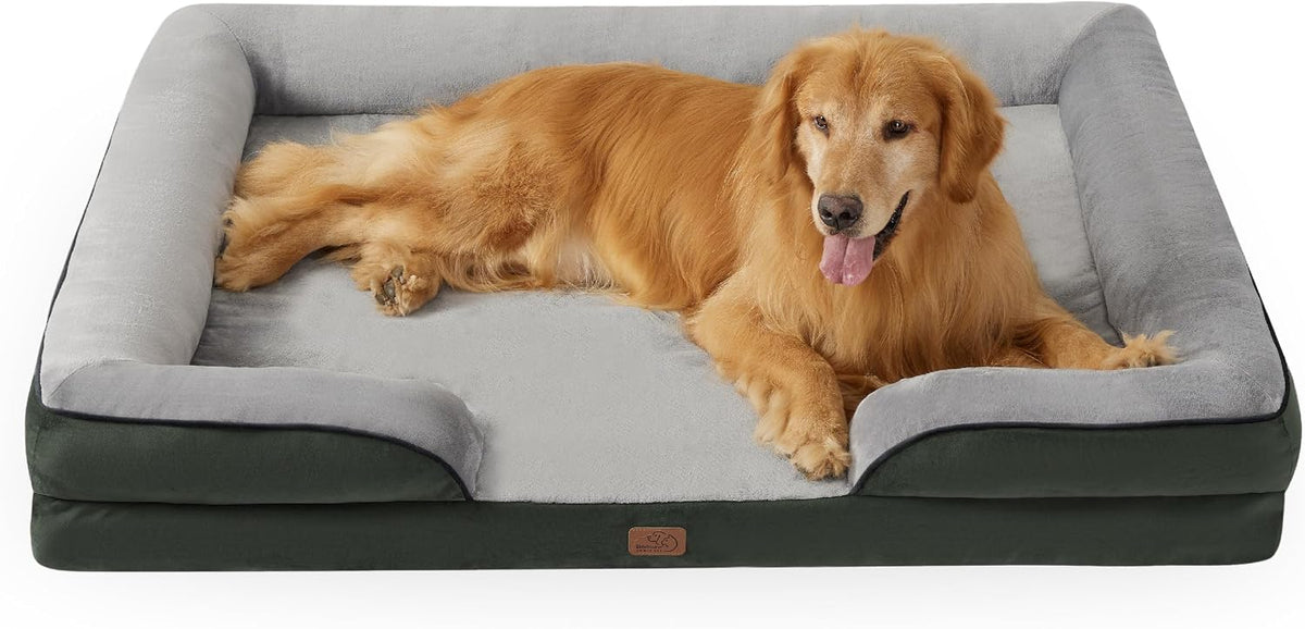 Orthopedic Dog Bed Medium with Removable Washable Cover, 28" Grey | Classic Dog Couch Sofa Waterproof, Cozy Bolster Sides, Nonslip Bottom, Comfy Pet Bed for Puppies, Cats, Senior Dogs, Dog Gift