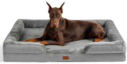 Orthopedic Dog Bed Medium with Removable Washable Cover, 28" Grey | Classic Dog Couch Sofa Waterproof, Cozy Bolster Sides, Nonslip Bottom, Comfy Pet Bed for Puppies, Cats, Senior Dogs, Dog Gift