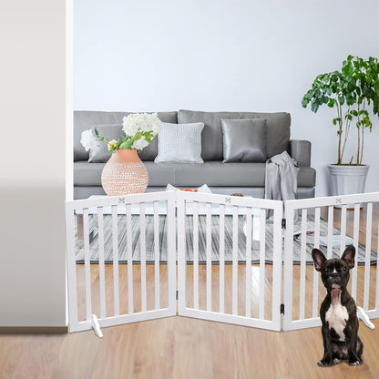 Dog Gate Wooden Freestanding Pet Gate3 Panel 23.6" Height White Indoor Dog Fences,House Gate for Doorways & Stairs