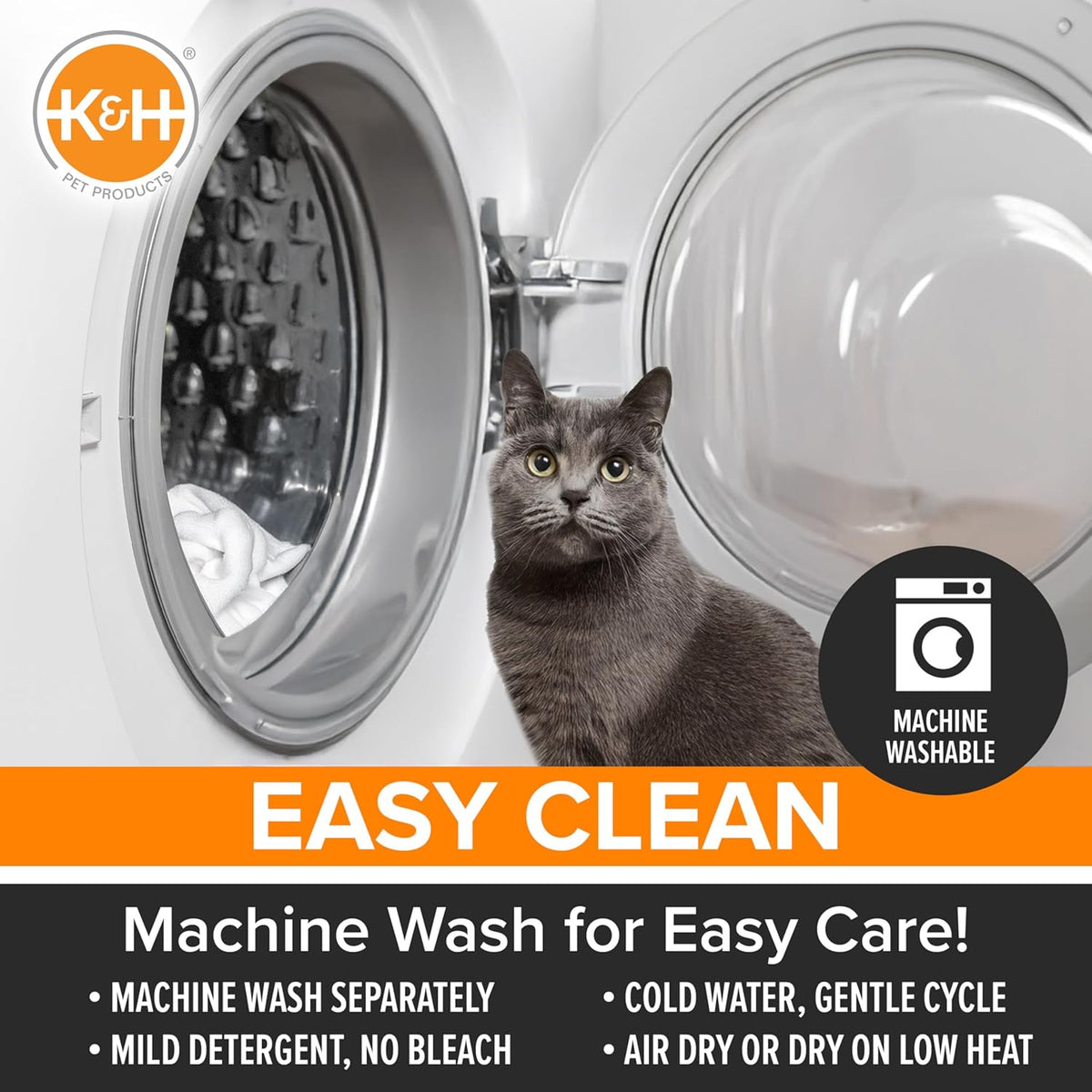 K&H Self-Warming Cat Bed Pad, Self Heating Pad, Small 21 X 17 Gray/ Black
